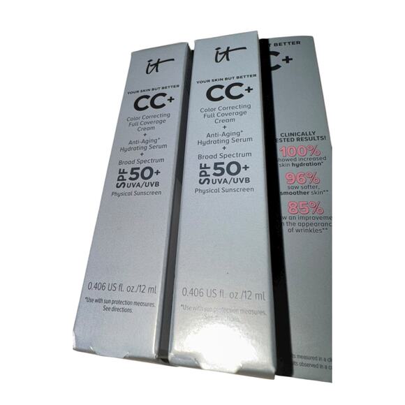 It Cosmetics CC Full Coverage Foundation SPF 50 Light/Med Travel  2 Pack Luxury - Picture 2 of 8